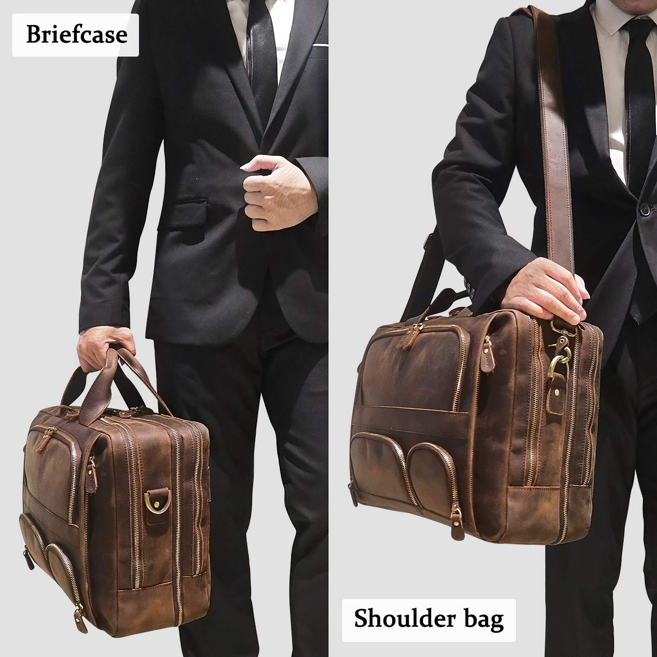 Augus Genuine Leather Briefcase | Business Laptop Bag – Coffee