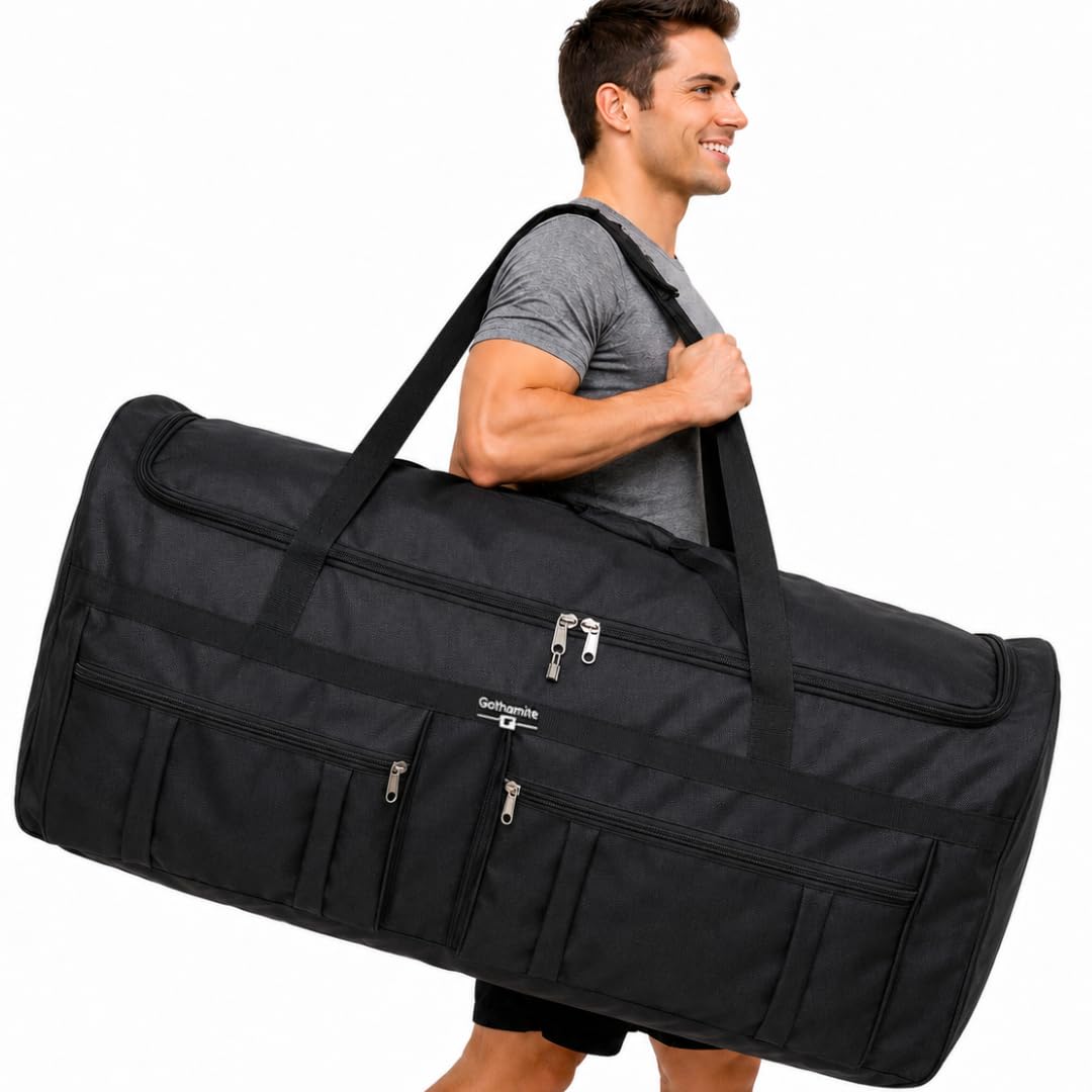 Gothamite 46-Inch Rolling Duffel Bag with Wheels – XL Black