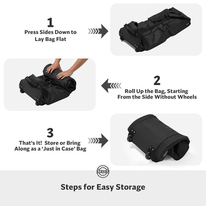 STOVER 45/80/100L Rolling Duffel Bag with Wheels & Backpack Straps