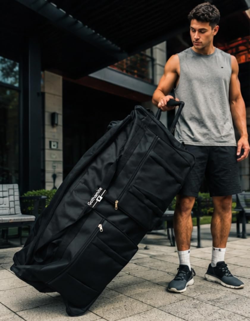 Gothamite 46-Inch Rolling Duffel Bag with Wheels – XL Black