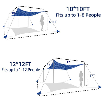 UMARDOO 12x12 FT Packable Beach Tent Canopy Sun Shelter, Blue