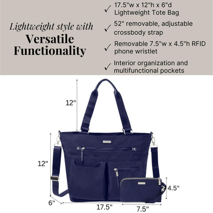 Baggallini Any Day Tote | Crossbody & RFID Wristlet – Navy