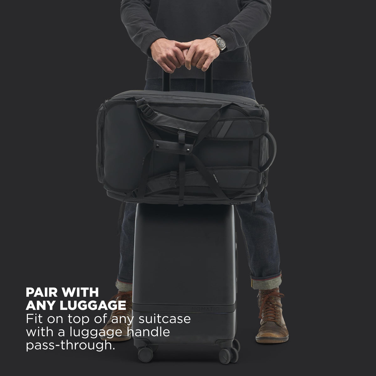 NOMATIC 40L Travel Duffel Backpack – Black, TSA-Ready