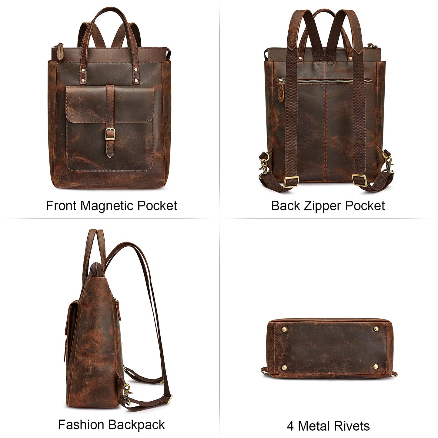 S-ZONE Genuine Leather Backpack Purse for Women – Luggage Sleeve