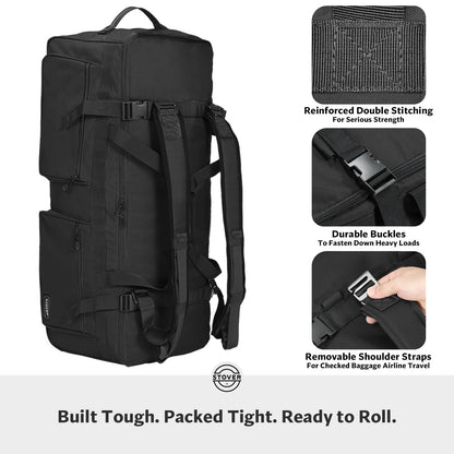STOVER 45/80/100L Rolling Duffel Bag with Wheels & Backpack Straps