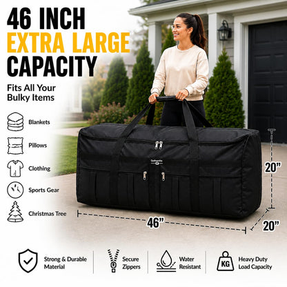 Gothamite 46-Inch Rolling Duffel Bag with Wheels – XL Black