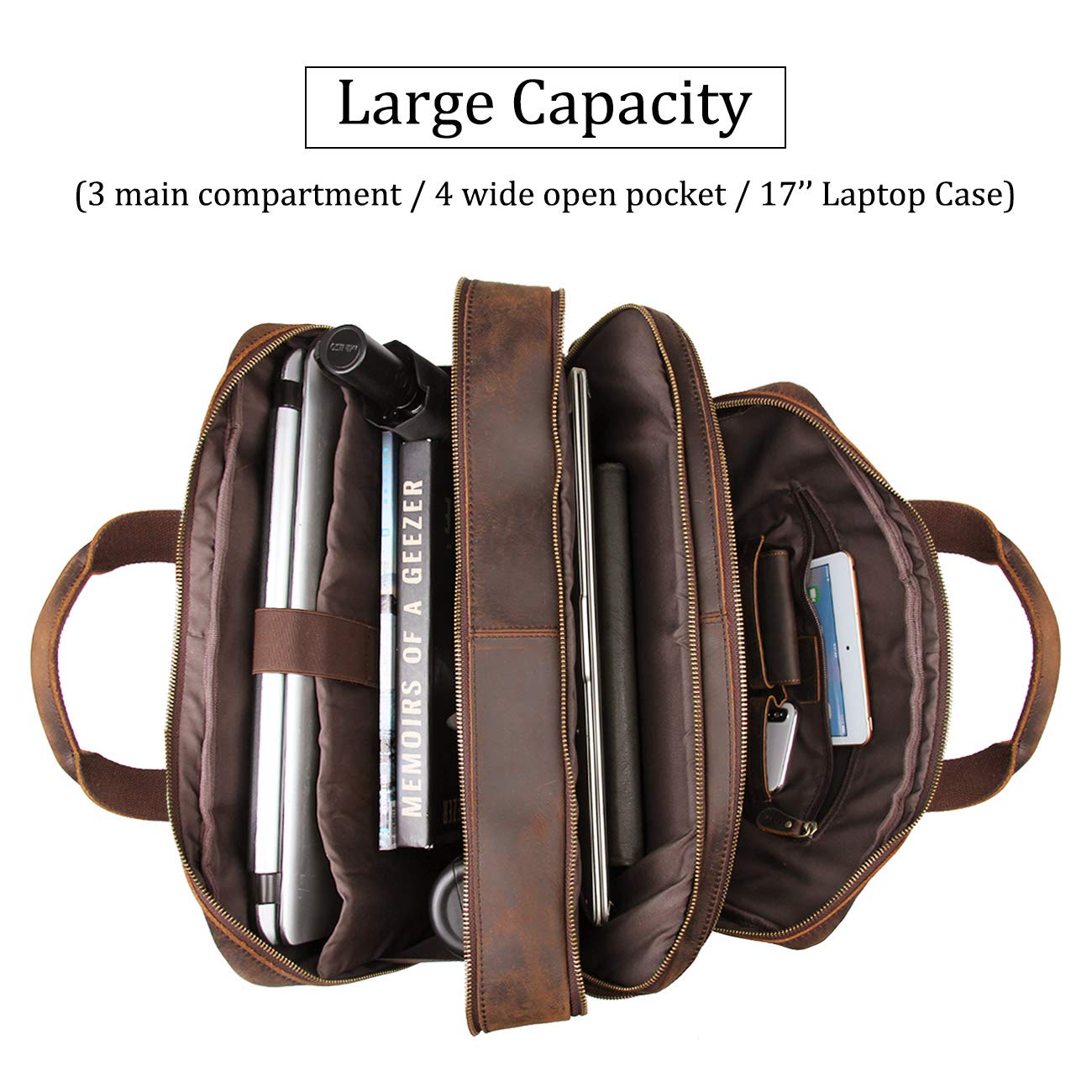 Augus Genuine Leather Briefcase | Business Laptop Bag – Coffee