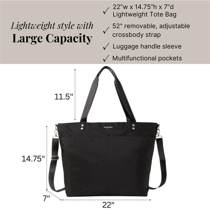 Baggallini Large Nylon Carryall Tote – Lightweight Travel Bag