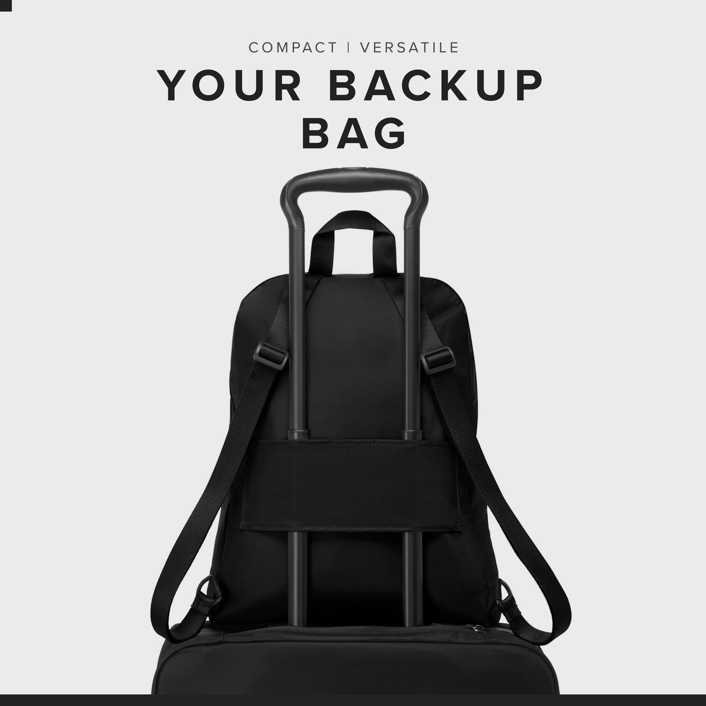 TUMI Just In Case Packable Backpack – Black with Gold Hardware