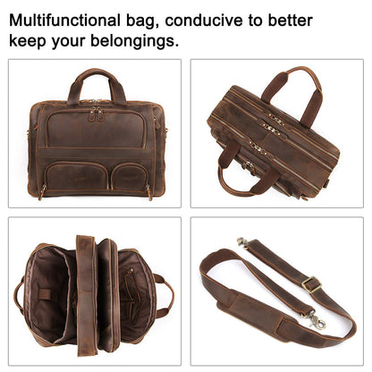 Augus Genuine Leather Briefcase | Business Laptop Bag – Coffee