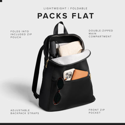 TUMI Just In Case Packable Backpack – Black with Gold Hardware