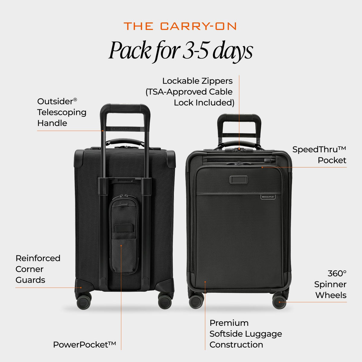 Briggs & Riley 22" Carry-On Expandable Spinner Suitcase – Black