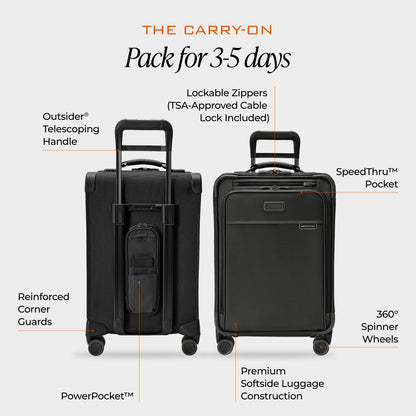 Briggs & Riley 22" Carry-On Expandable Spinner Suitcase – Black
