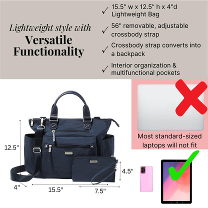 Baggallini 3-in-1 Convertible Backpack Tote | RFID Wristlet – Navy