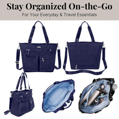 Baggallini Any Day Tote | Crossbody & RFID Wristlet – Navy