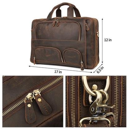 Augus Genuine Leather Briefcase | Business Laptop Bag – Coffee