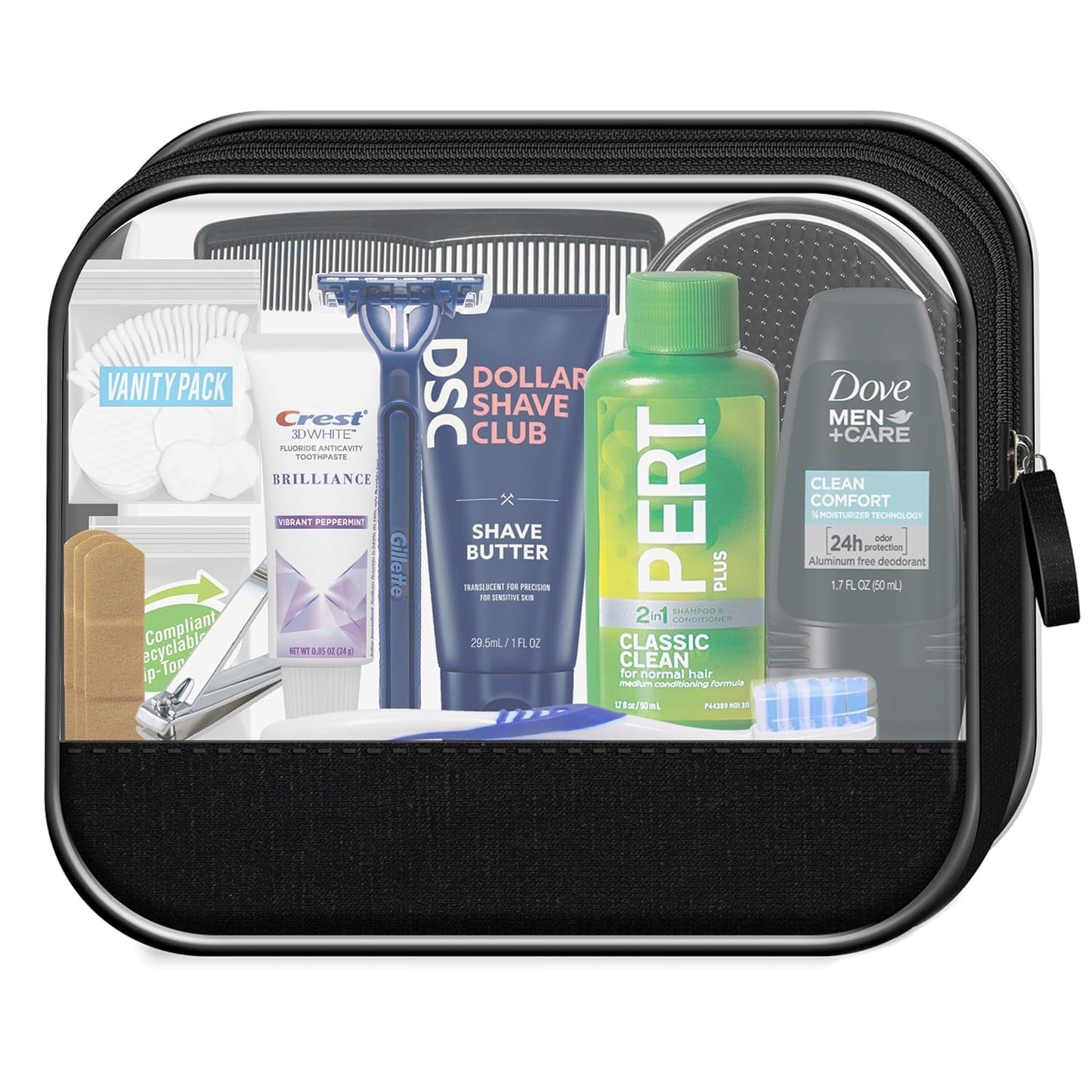 Men's 16-Piece Travel Toiletry Kit in Reusable Bag – 40 Pack