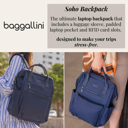 Baggallini Soho Travel Laptop Backpack | Water-Resistant – Navy