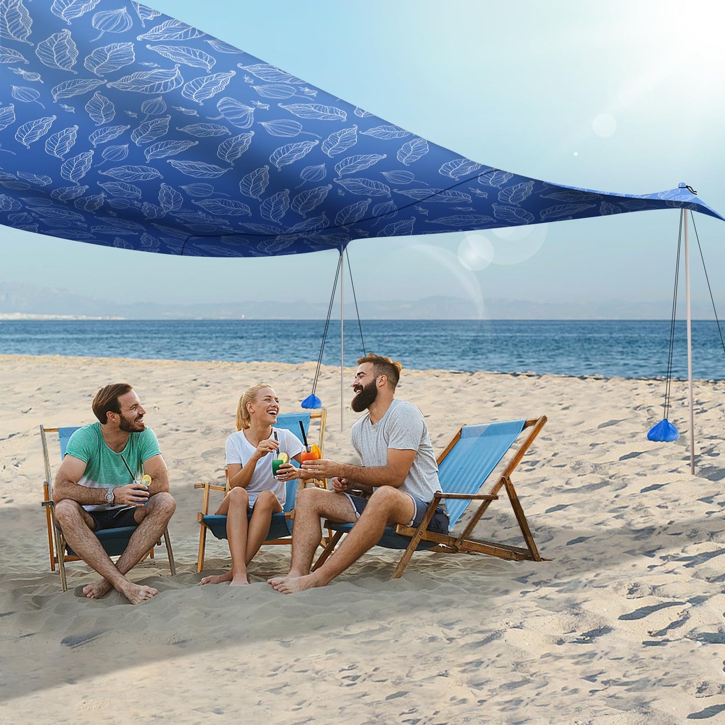 UMARDOO 12x12 FT Packable Beach Tent Canopy Sun Shelter, Blue