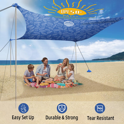 UMARDOO 12x12 FT Packable Beach Tent Canopy Sun Shelter, Blue