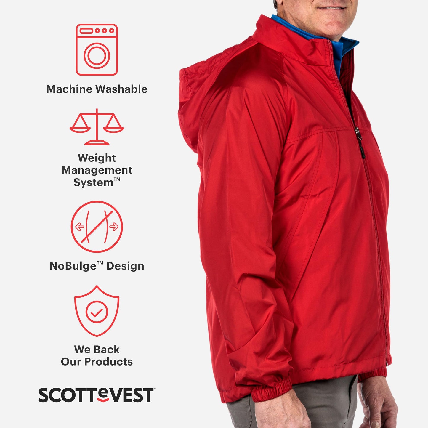 SCOTTeVEST Men's Packable Windbreaker – 19 Hidden Pockets