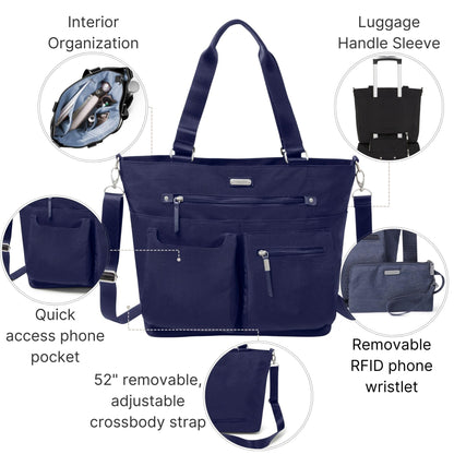 Baggallini Any Day Tote | Crossbody & RFID Wristlet – Navy
