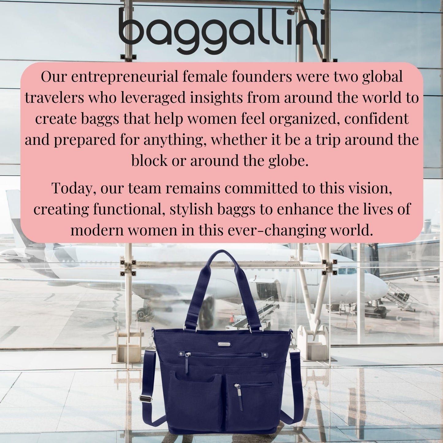 Baggallini Any Day Tote | Crossbody & RFID Wristlet – Navy