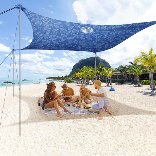 UMARDOO 12x12 FT Packable Beach Tent Canopy Sun Shelter, Blue
