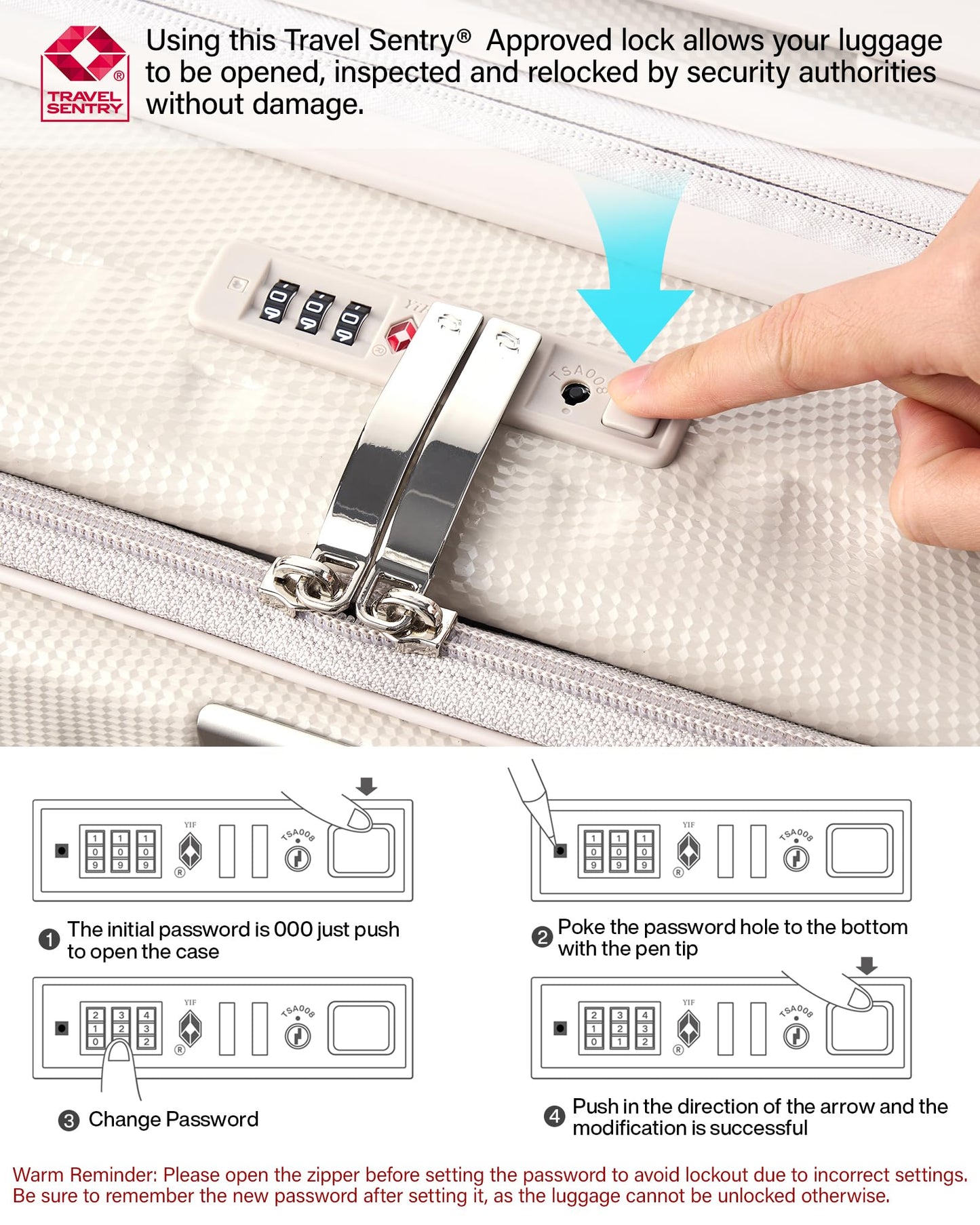 Hanke 20-Inch Expandable Carry-On Hard Shell Suitcase – Ivory