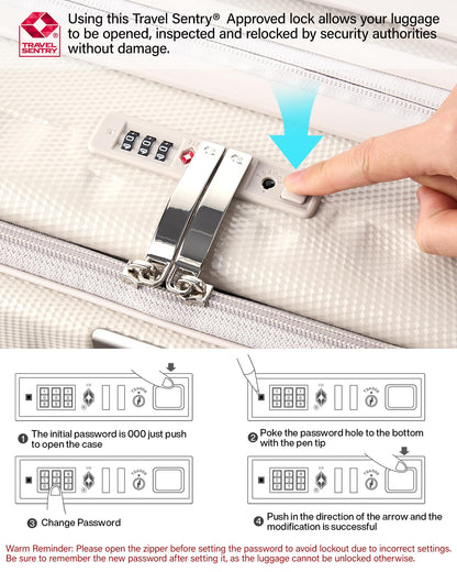 Hanke 20-Inch Expandable Carry-On Hard Shell Suitcase – Ivory