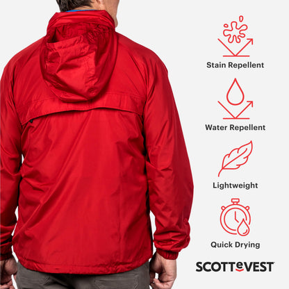 SCOTTeVEST Men's Packable Windbreaker – 19 Hidden Pockets