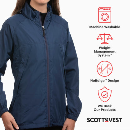 SCOTTeVEST Women's Packable Windbreaker – 19 Pockets, Red L