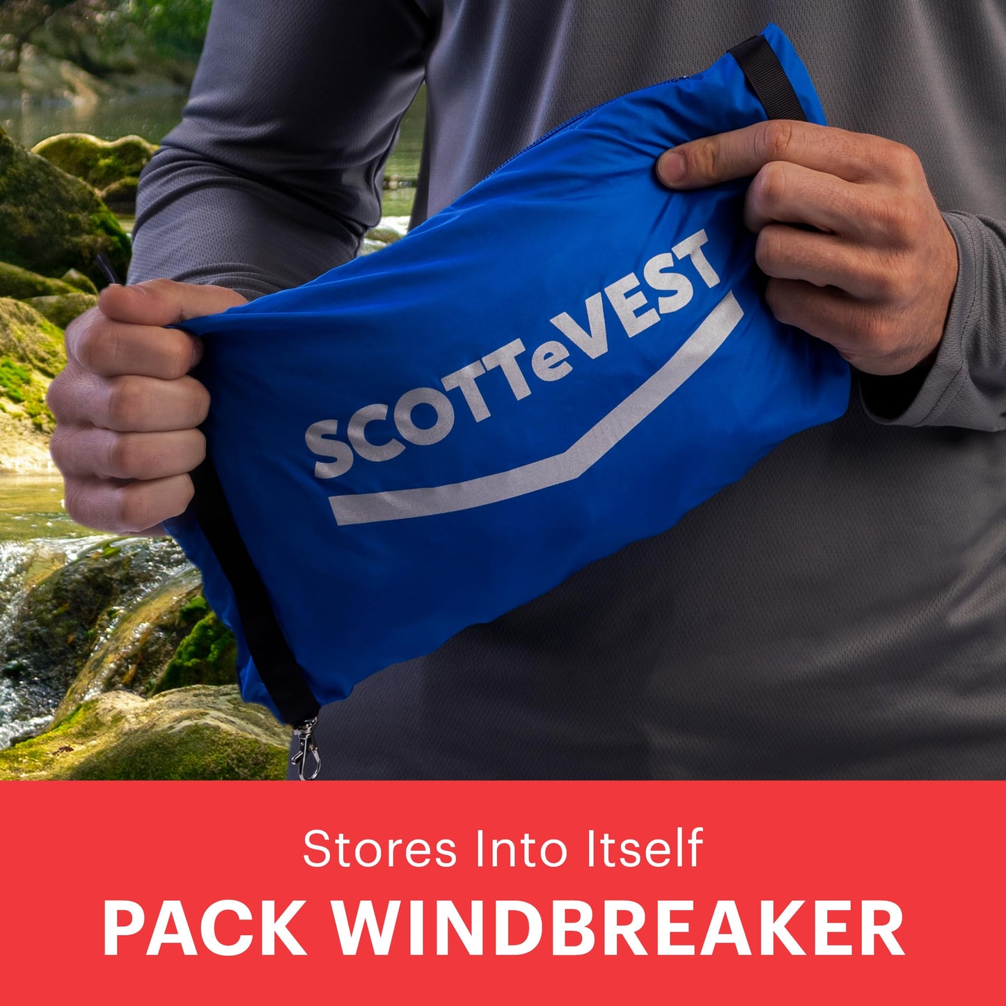 SCOTTeVEST Men's Packable Windbreaker – 19 Hidden Pockets