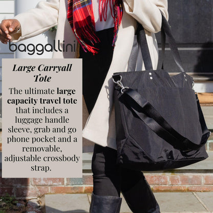 Baggallini Large Nylon Carryall Tote – Lightweight Travel Bag
